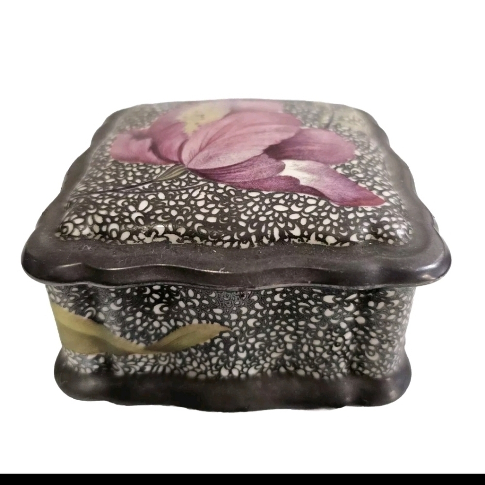 Rosenthal Bahnhof Selb Germany Handgemalt Porcelain Floral Jewelry Trinket Box